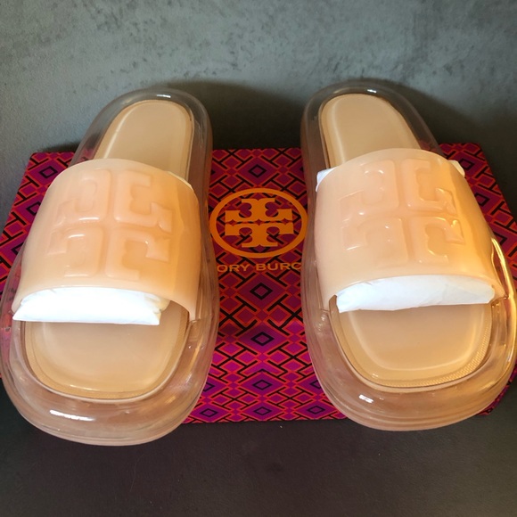 Tory Burch Shoes - Tory Burch Logo-Embossed Bubble Jelly Slides